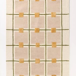 Anthropologie Greer Taupe handgjord tuftad ullmatta för sovrum, vardagsrum, kontor, kök, barnrum, entré, modern matta, bild 1