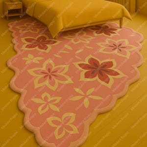 Pink Floral Rug: Soft Modern Flower Accent Rug