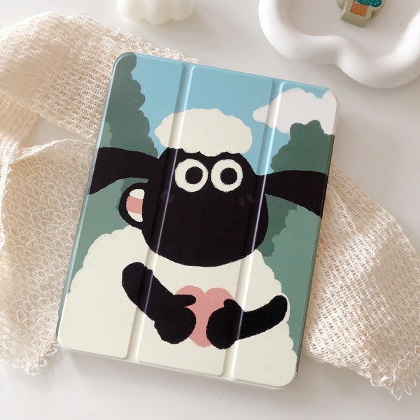 Exclusive Cute Little Sheep Picnic iPad Case 10.2 inch 2020/2021/7th/8th Gen,Smart Cover iPad pro iPad mini Air 4 iPad pro Kindel  Case