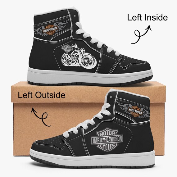 Harley-Davidson Child High-Top Shoes, Kids Motorcycle Sneakers, Biker Youth Shoes, Black Toddler Footwear, Harley Rider Gift