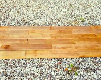 Houten terrastegels voor balkons, dekking voor beschadigde oppervlakken buiten, met geotextiel, 45x 120 cm, duurzaam, natuurlijk grenen, geschaafd