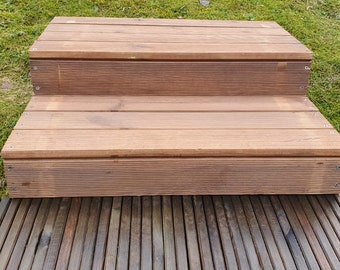 Houten trede 75x40x12 cm voor buiten voor landschapsarchitectuur, duurzaam, geïmpregneerd, geschaafd, doe-het-zelf