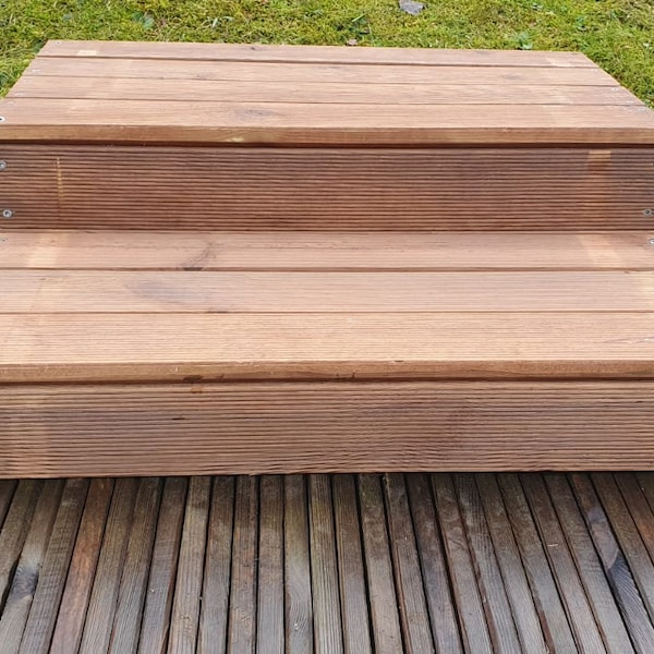 Wooden Step 75x40x12 cm for Outdoors for Landscaping, Long Lasting, Impregnated, Planed, DIY