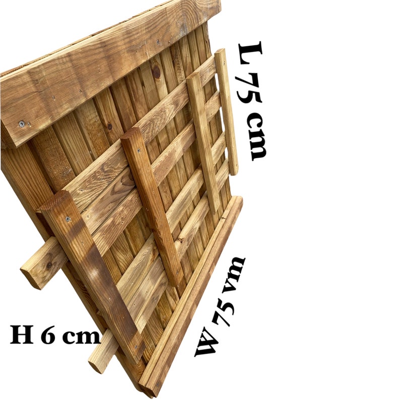 Set van 4 terrastegels voor terrassen, cafés en buiten van natuurlijk grenenhout, duurzaam, geschaafd 75 x 75 cm, gemakkelijk in elkaar te grijpen, houten afbeelding 9