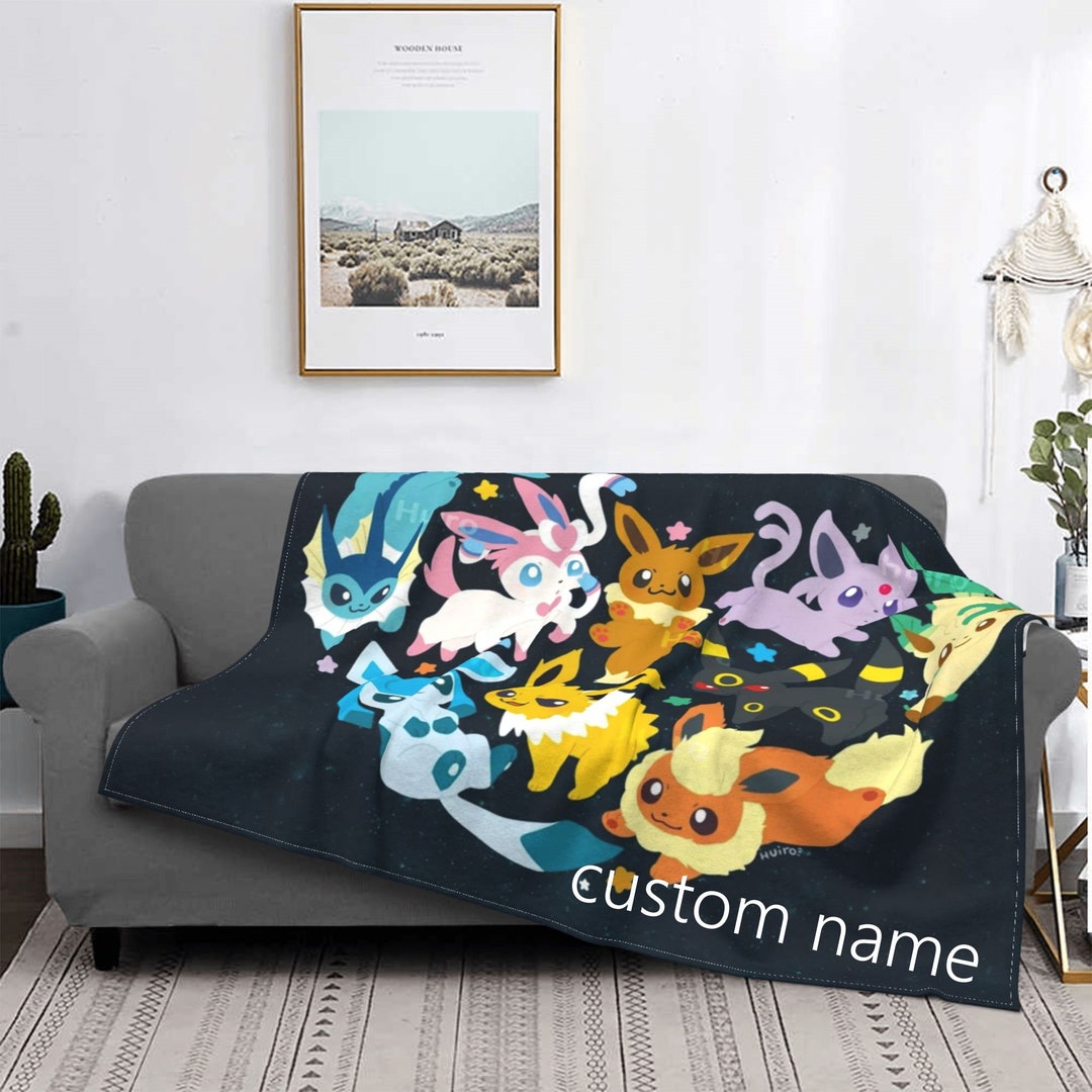 Custom Name Eevee Blanket Personalized Flannel Throw Blankets Etsy
