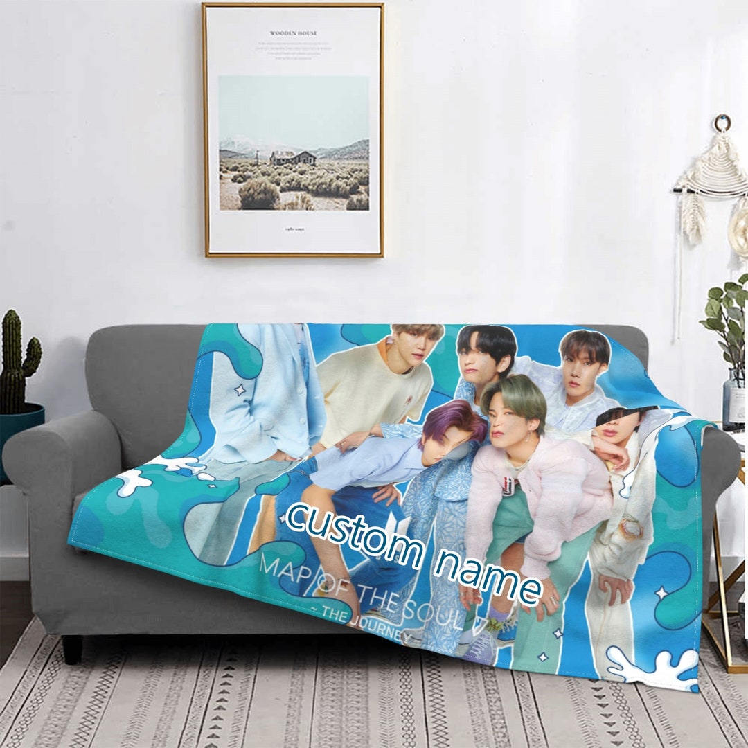 Custom Name Bts Blanket Personalized Flannel Throw Blankets Etsy