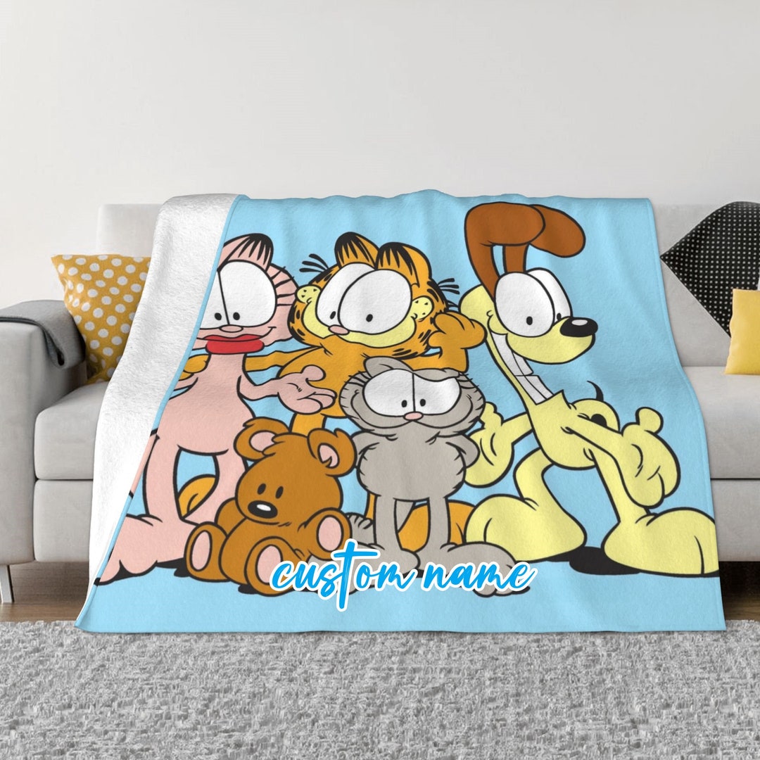 Custom Name Garfield Blanket Personalized Flannel Throw Etsy