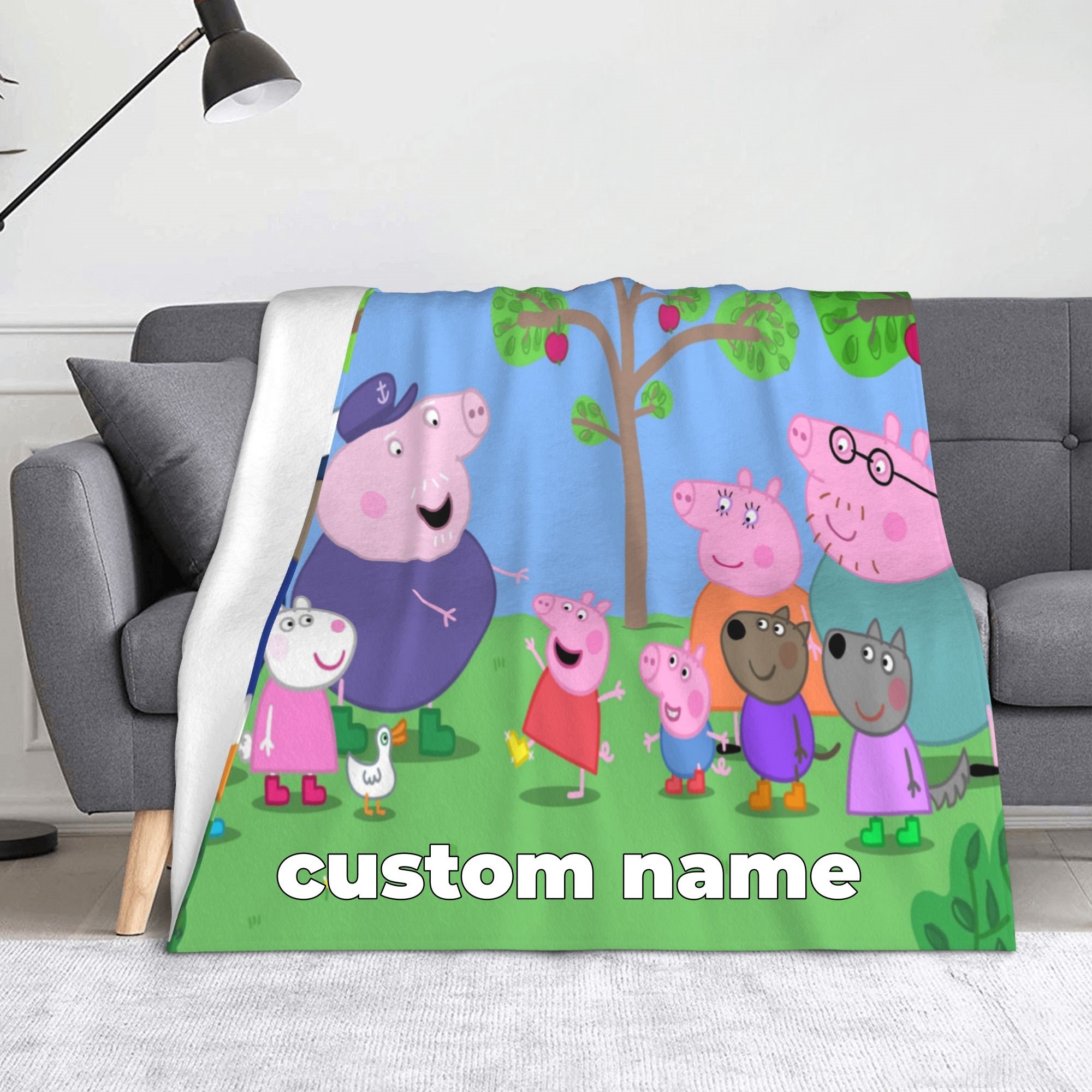 Custom Name Peppa Pig Blanket Personalized Flannel Throw Etsy