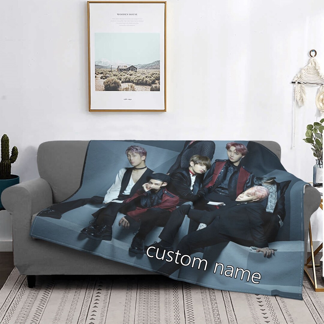 Custom Name Bts Blanket Personalized Flannel Throw Blankets Etsy