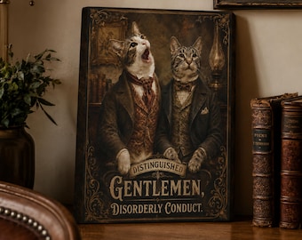 Distinguishes Gentlemen, Disorderly Conduct Canvas Print - Vintage-Style Cat Wall Art