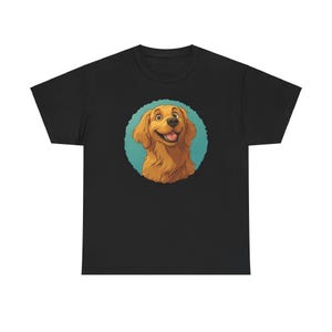 Smiling Golden Retriever Cartoon T-Shirt, Fun Dog Lover Tee, Cozy Unisex T-Shirt with Cute Dog Design, Pet Lover Gift, Dog Mom Apparel