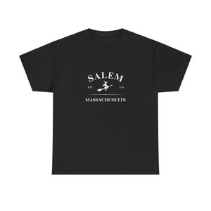 Salem Massachusetts Witch T-Shirt - Classic Halloween Shirt with Witch Design - Perfect for History and Halloween Enthusiasts