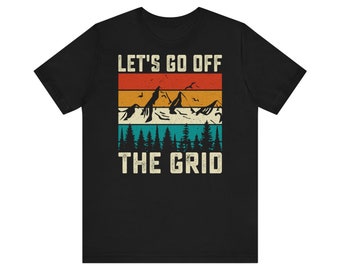 Laten we off the grid gaan - Bergen Vintage Bomen Bos Buiten Wandelen Retro Hout T-shirt Natuur - Premium Shirt