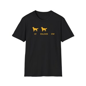 Golden Retriever Training T-Shirt – Sit Rollover Stay Dog Icons Tee, Dog Trainer and Retriever Owner Gift