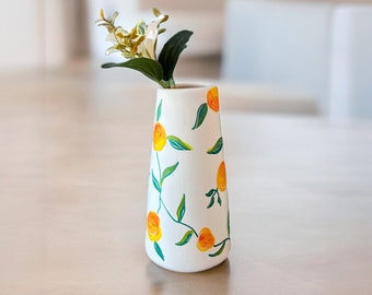 Orange Ceramic Vase | Hand-painted Ceramic Vase | Orange Love | Unique | Artistic