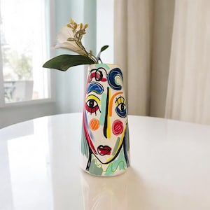 Ceramic Face Vase | Abstract | Hand-painted Ceramic Vase | Woman Face Vase | Unique | Artistic