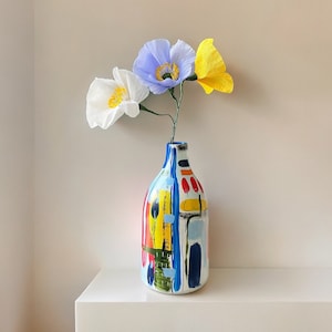 Ceramic Abstract Vase | Blue | Hand-painted Ceramic Vase  | Unique | Artistic