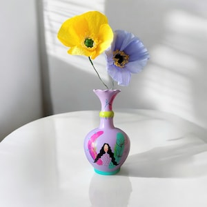 Lilac Woman Face Ceramic Vase | Hand-painted Ceramic Vase | Unique Lilac Vase | Artistic