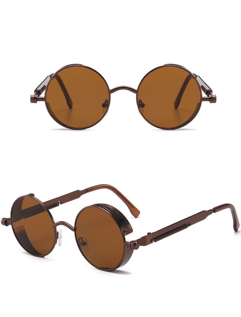 Steampunk, occhiali da sole rotondi donna e uomo gotici / lenti di diversi colori / occhiali da sole in stile gotico / occhiali estivi alla moda / rotondi Brown/Brown