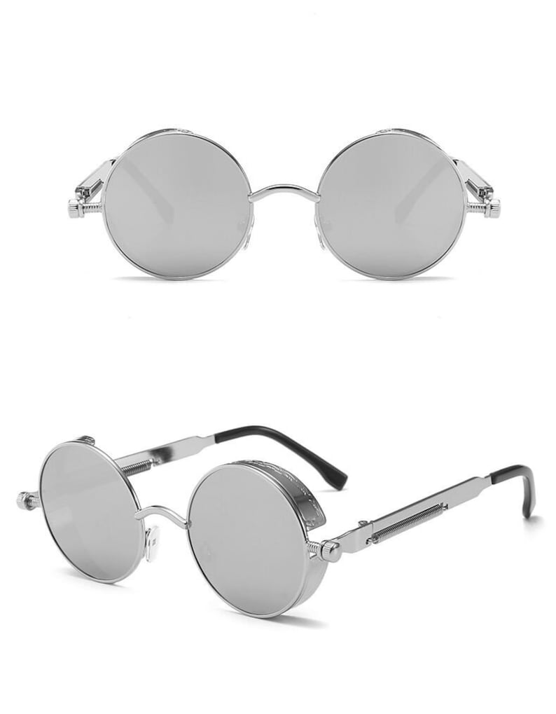 Steampunk, occhiali da sole rotondi donna e uomo gotici / lenti di diversi colori / occhiali da sole in stile gotico / occhiali estivi alla moda / rotondi Silver/Silver