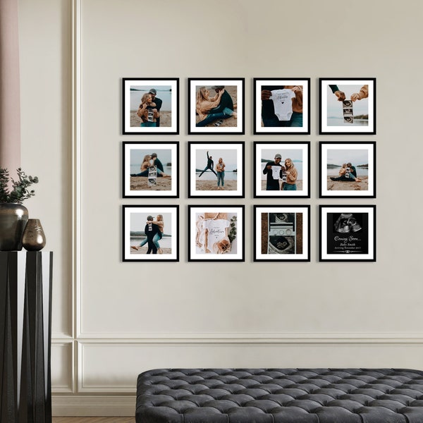 ReStickable Framed CUSTOM Photos Prints, Photo Wall Tiles Peel&Stick, No se necesitan clavos, Gallery Wall Custom Photos Bundle, Wall Collage