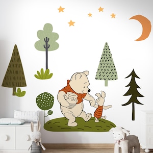 Adesivi murali Winnie the Pooh per la cameretta dei bambini - Adesivi in vinile autoadesivi rimovibili staccabili e attaccabili - Decorazioni per pareti per la cameretta dei bambini, Winnie e i suoi amici