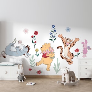 Adorable Winnie the Pooh Wall Decals – Eeyore, Tigger & Friends, Peel and Stick Vinyl Nursery Decor, Removable Kids Room Stickers