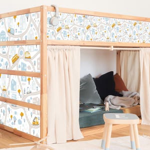 IKEA KURA BETT Aufkleber für Straßen und Fahrzeuge - Stadtplan zum Abziehen und Aufkleben, Stadtplan mit Autos, Ikea Etagenbett Aufkleber | Abnehmbarer Wrap für Kinderzimmer