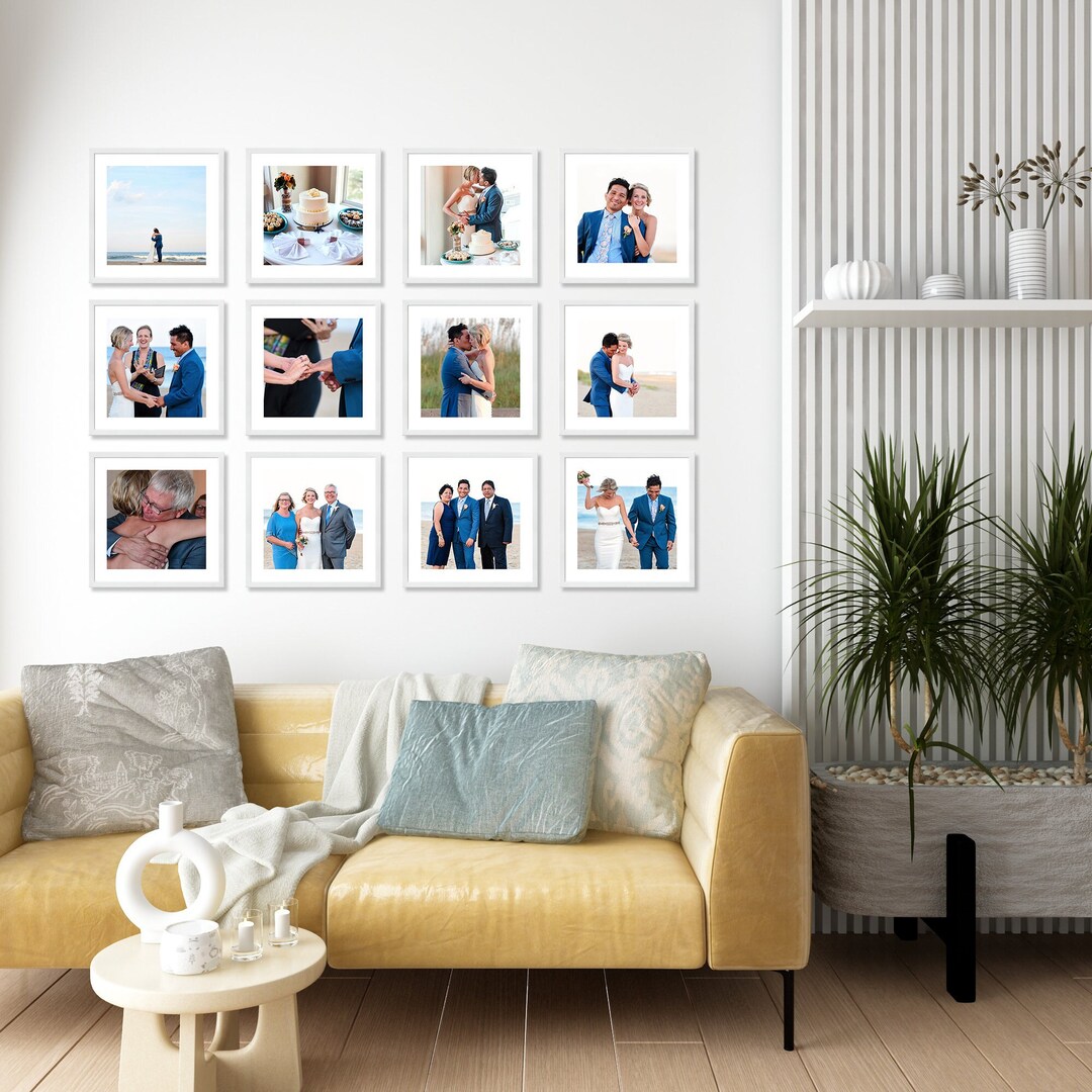 Photo Tiles Custom Wedding Photo Gift, Restickable Framed Photos, Photo Wall Tiles ...