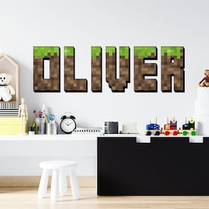 Personalized Gamer Name Wall Decal – Pixel Style Peel & Stick Vinyl Sticker | Gaming Room and Playroom Wall Decor | Custom Video Game Art