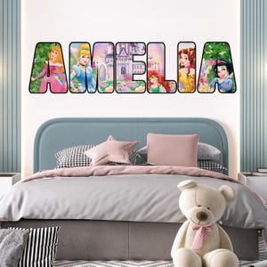 Custom Name Wall Decal, Fairy Princess Personalized Name Wall Sticker, Kids Personalised Girl Name, Nursery Vinyl Lettering Decor, Cartoons