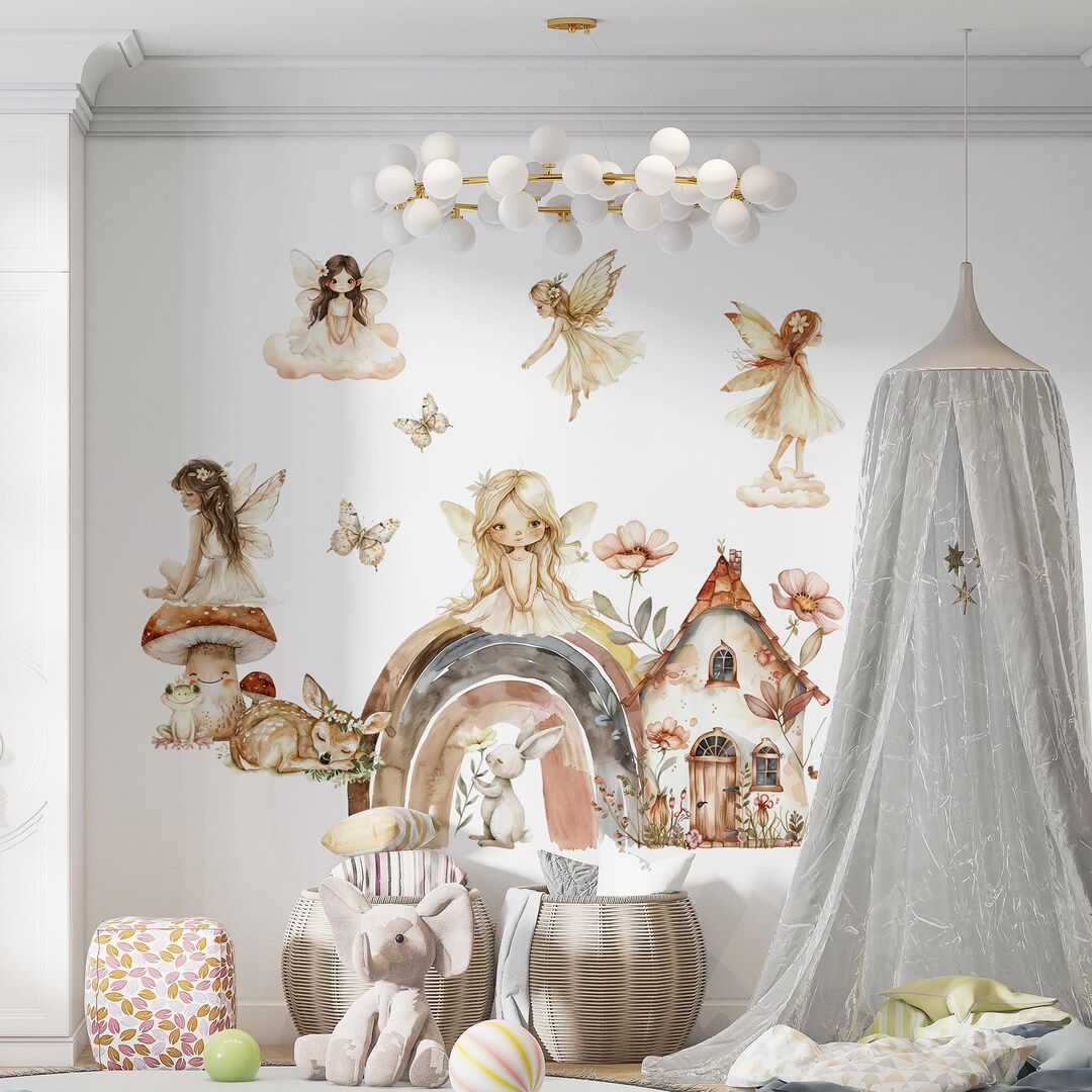 Boho Fairy Wall Decals for Kids | Woodland Nursery Stickers | Removable ...