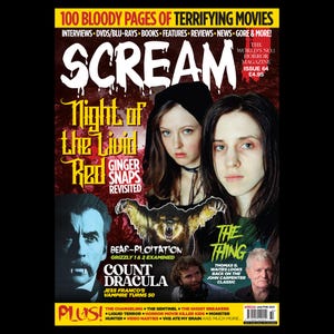 Peut inclure: Une couverture de magazine pour Scream magazine, numéro 64, avec un fond rouge et le texte "Night of the Livid Red" et "Ginger Snaps Revisited". La couverture présente également une photo de deux femmes et d'un ours.