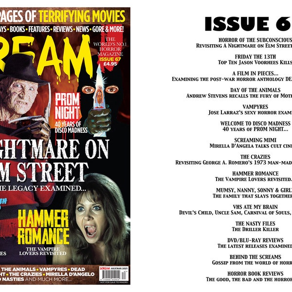 Horror Magazine / Scream Magazine / Issue 67 / Elm Street / Friday 13th / Jason Voorhees / Vampyres / George A. Romero / Vampire Lovers