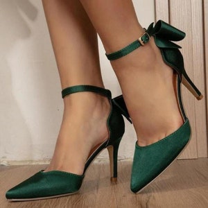 Dark green high heel clearance shoes