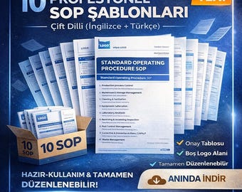 Tweetalig Engels-Turks 10 SOP-sjablonen voor voedselproductie | Kwaliteitsbeheer (digitale download)