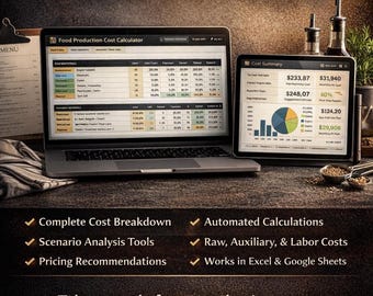 Food Cost Calculator Excel Template Profit and Pricing Dashboard