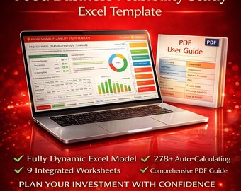 Food Business Feasibility Excel Template | Startup Cost, P&L, Cash Flow, Break-Even Analysis