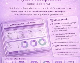 Turkish Pricing Calculator Template | 5 Pricing Strategies, Cost Calculation (Excel, Google Sheets)