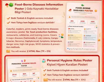 Poster bilingue sulle malattie trasmesse dagli alimenti e sull'igiene (TR+EN)