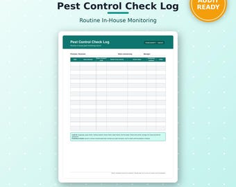 Pest Control Check Log, Food Safety HACCP Record (Printable PDF)