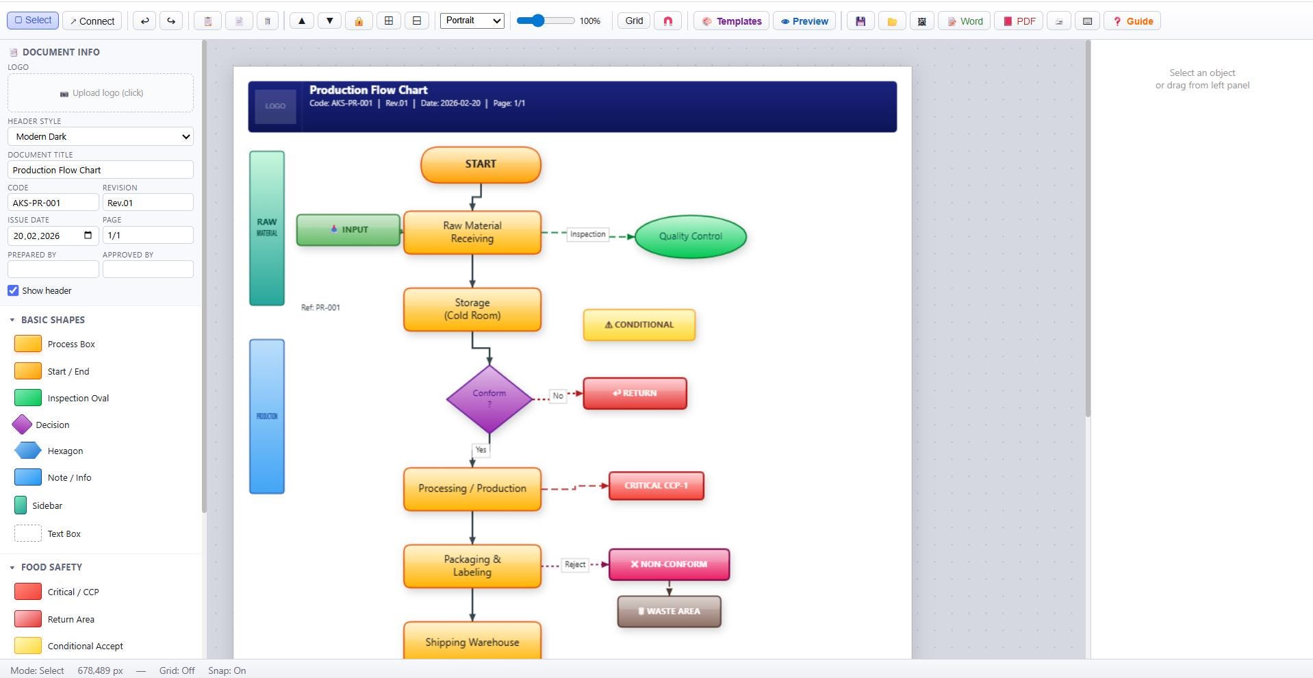 A4 Flowchart Editor | HACCP, ISO 22000 Process Chart Tool (digital ...