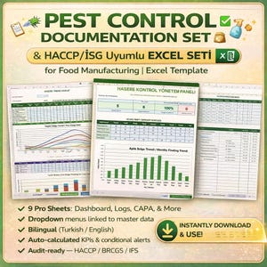 Pest Control Documentation Set | HACCP Pest Monitoring Log | Trap Inventory Template | Trend Analysis