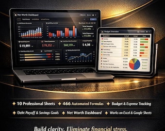 Ultimate Finance Planner Excel | Budget, Debt & Savings Tracker (Digital Download)