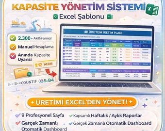 Production Planning Excel Template | Capacity Tracking, Order Management | TR/EN (Digital Download)