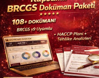 BRCGS v9 Documentation Package Turkish | 108 Templates, HACCP Plan, Hazard Analysis (Excel)