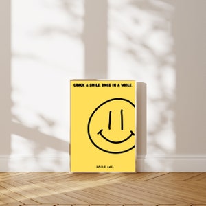 Crack a Smile: Yellow Printable with Big Smile, Inspirational Typography Wall Art, Positive Vibes, Motivational Quote, Instant Download