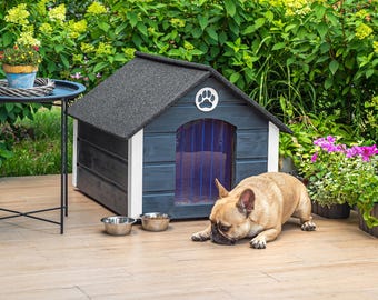 Insulated Dog House – Weatherproof FSC Wood Kennel, Medium Dogs