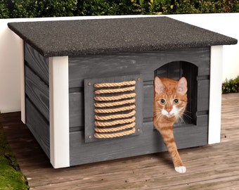 Cat house outdoor winterproof - outdoor cat house - insulated shelter- Waterproof and weatherproof - scratcher - colors - 61 X 39 X 36 cm