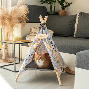 Katzenbett für Katzen und Haustier – Stylish Katzenbett höhle – Modische Katzen zelt – viele Muster– Hunde und Katzen Tipi- 53x53x70cm